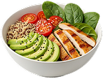 Healthy bowl with ingredients